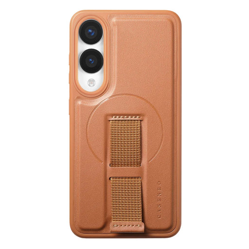 CASENEO For Samsung Galaxy S25 Edge Magnetic Case  Wristband PU Leather + PC Shockproof Phone Cover - Brown - 2