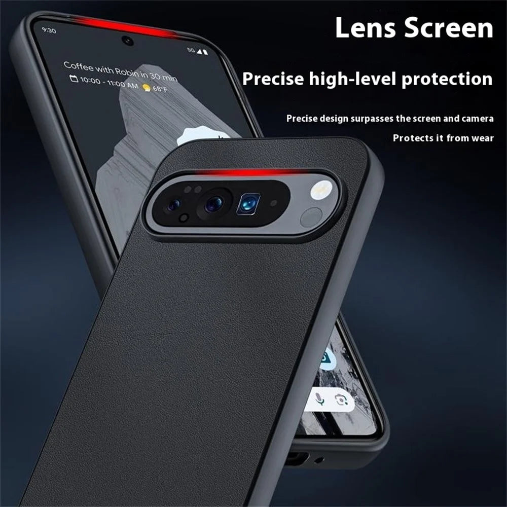 For Google Pixel 10 / Pixel 10 Pro Case PU Leather Coated PC + TPU Anti-Drop Phone Cover - Orange - 3