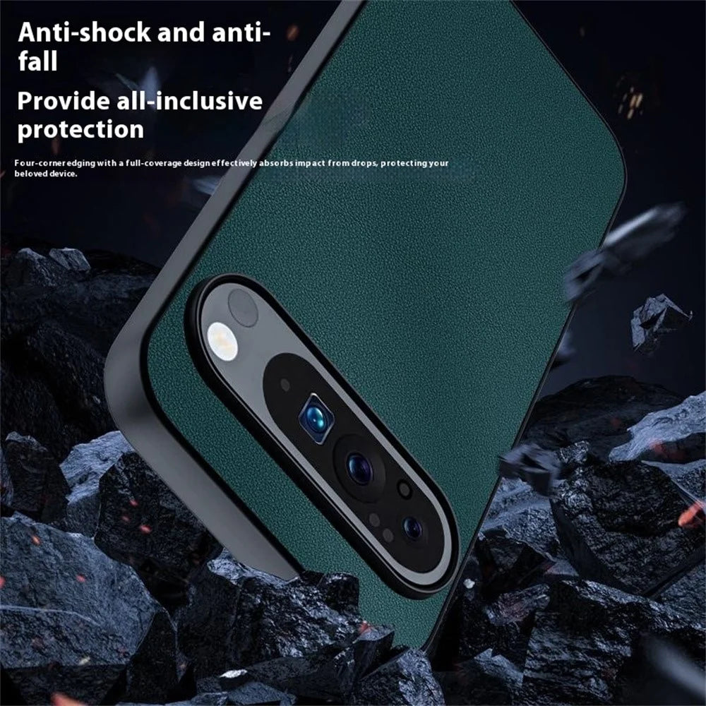 For Google Pixel 10 / Pixel 10 Pro Case PU Leather Coated PC + TPU Anti-Drop Phone Cover - Orange - 5