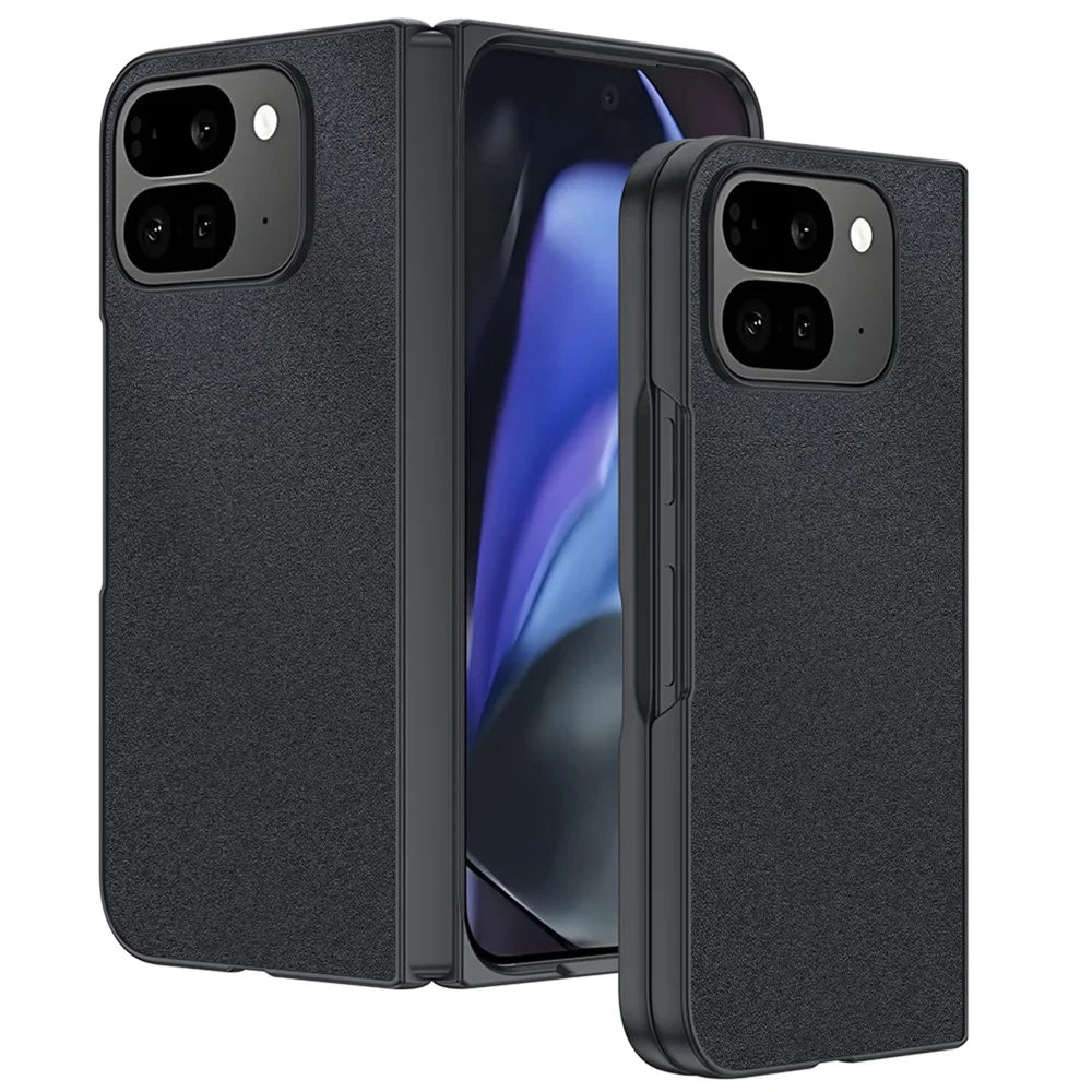 For Google Pixel 10 Pro Fold Case PU Leather Coated PC Anti-Drop Folding Phone Cover - Black - 1