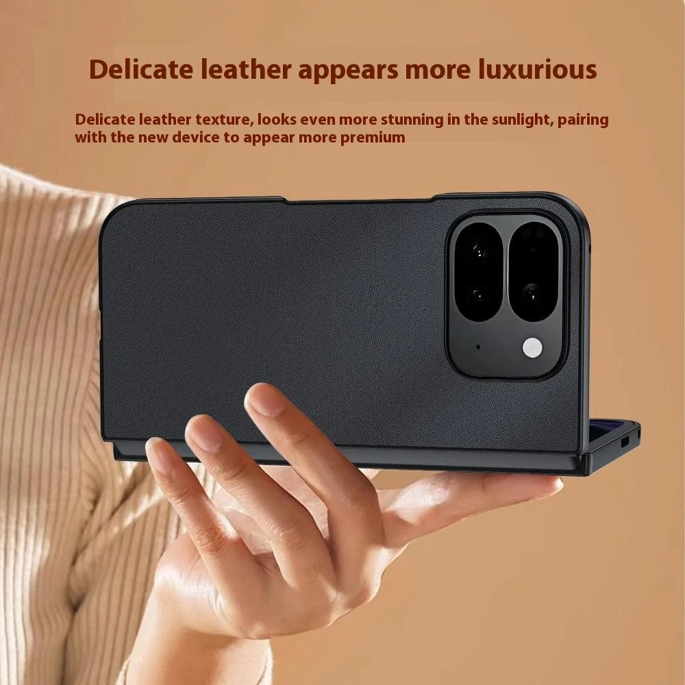 For Google Pixel 10 Pro Fold Case PU Leather Coated PC Anti-Drop Folding Phone Cover - Black - 2