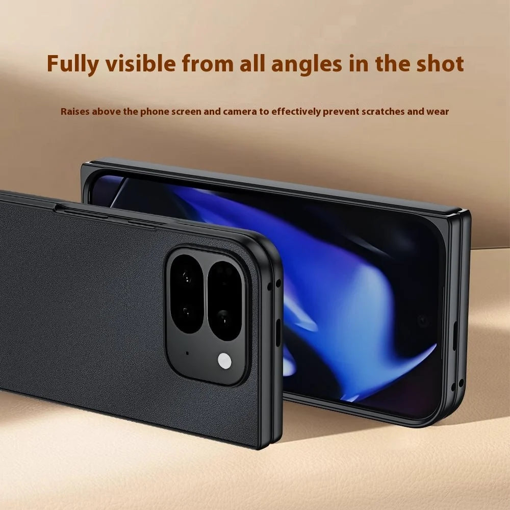 For Google Pixel 10 Pro Fold Case PU Leather Coated PC Anti-Drop Folding Phone Cover - Black - 3