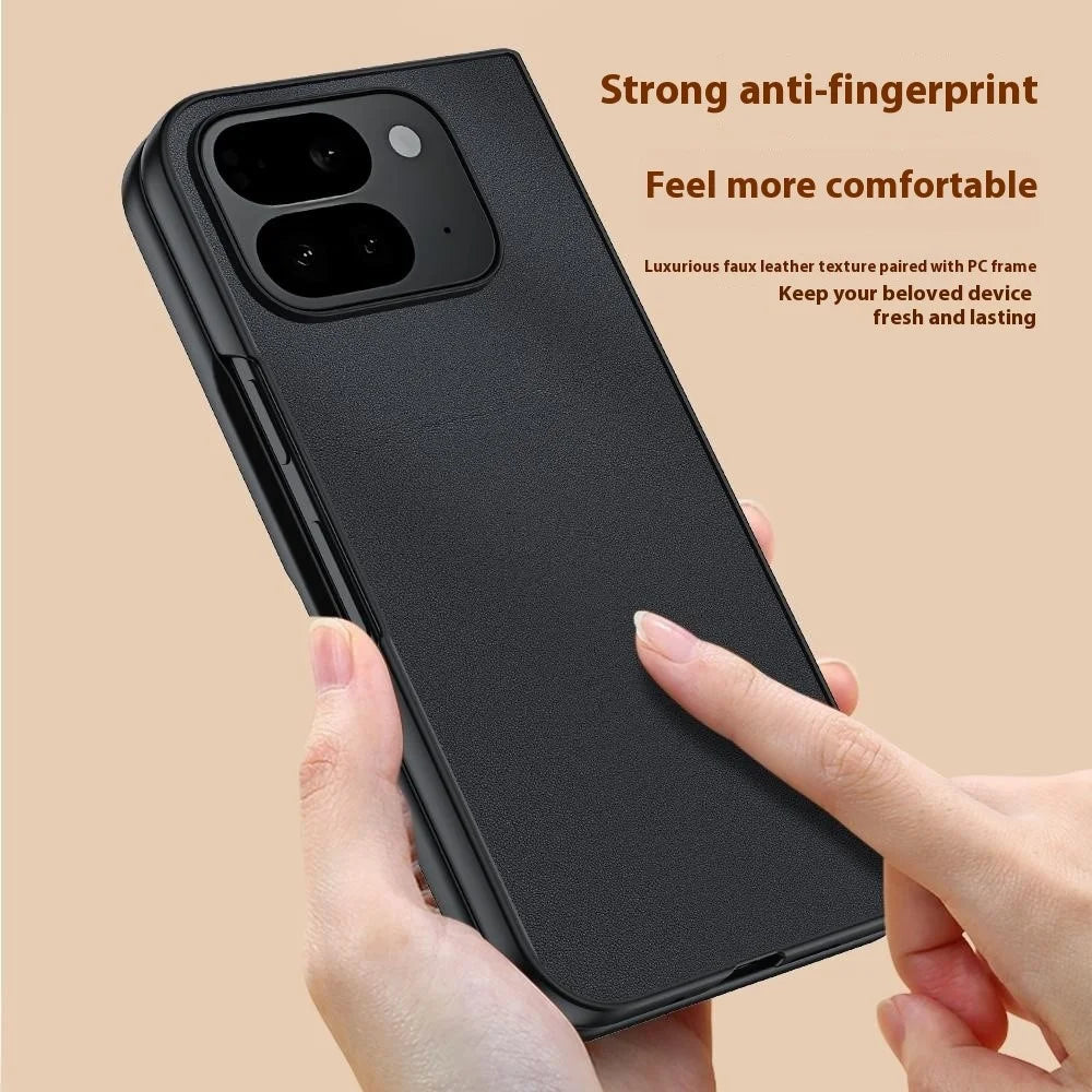 For Google Pixel 10 Pro Fold Case PU Leather Coated PC Anti-Drop Folding Phone Cover - Black - 4