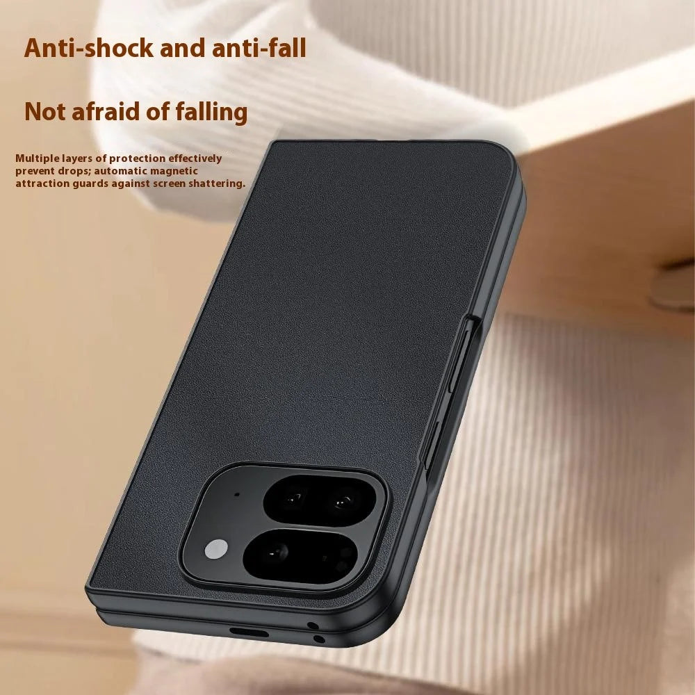 For Google Pixel 10 Pro Fold Case PU Leather Coated PC Anti-Drop Folding Phone Cover - Black - 5