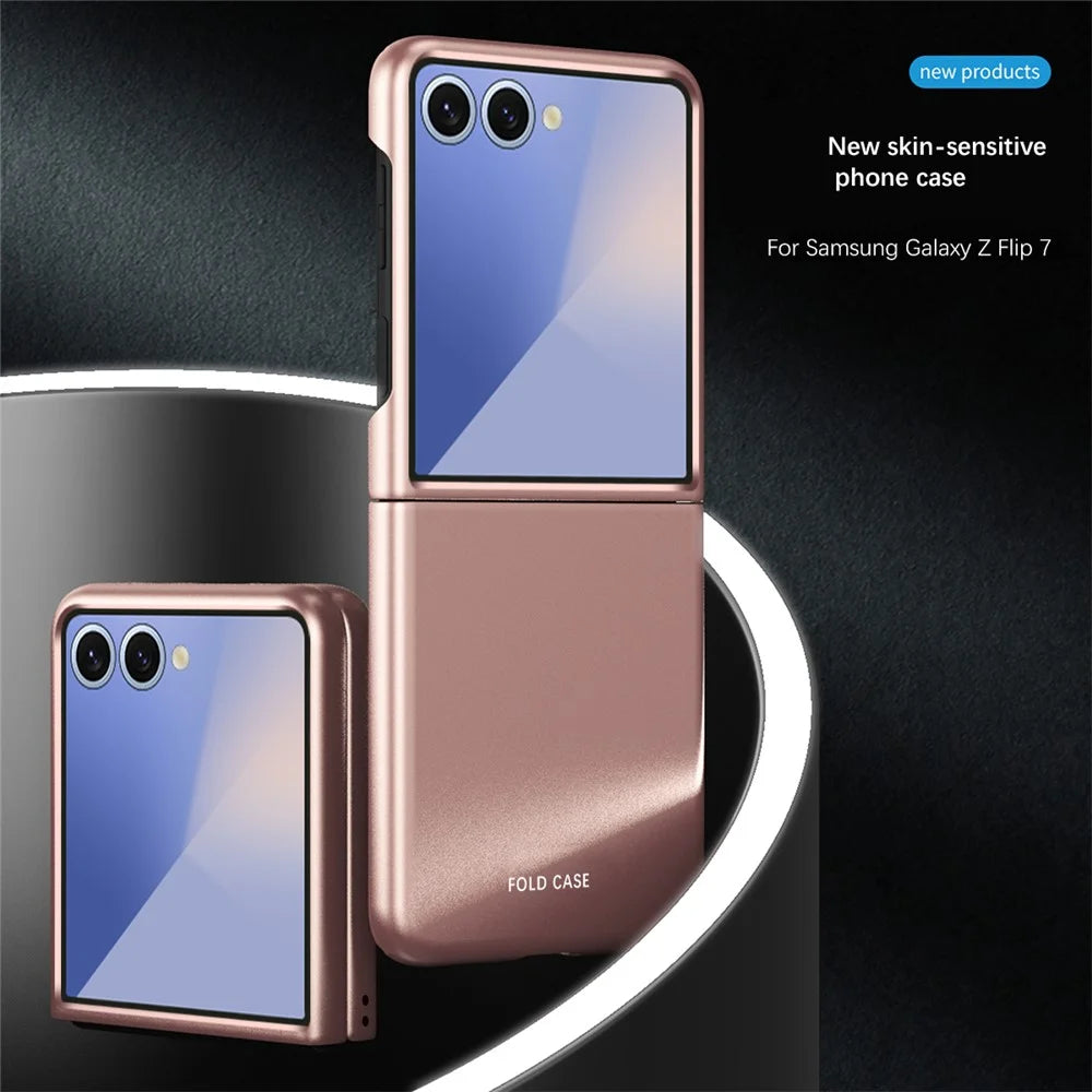For Samsung Galaxy Z Flip7 5G Case Skin-Touch Hard PC Phone Cover - Rose Gold - 2