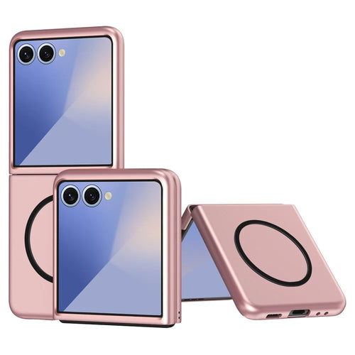 For Samsung Galaxy Z Flip7 5G Magnetic Case Skin-Touch Matte Hard PC Phone Cover - Pink - 1