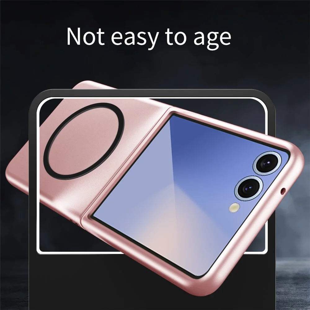For Samsung Galaxy Z Flip7 5G Magnetic Case Skin-Touch Matte Hard PC Phone Cover - Pink - 3