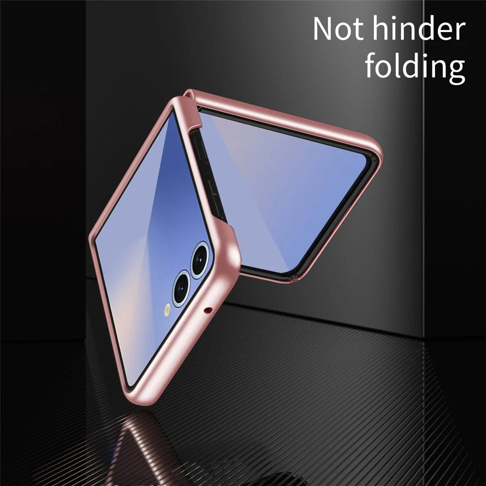 For Samsung Galaxy Z Flip7 5G Magnetic Case Skin-Touch Matte Hard PC Phone Cover - Pink - 7