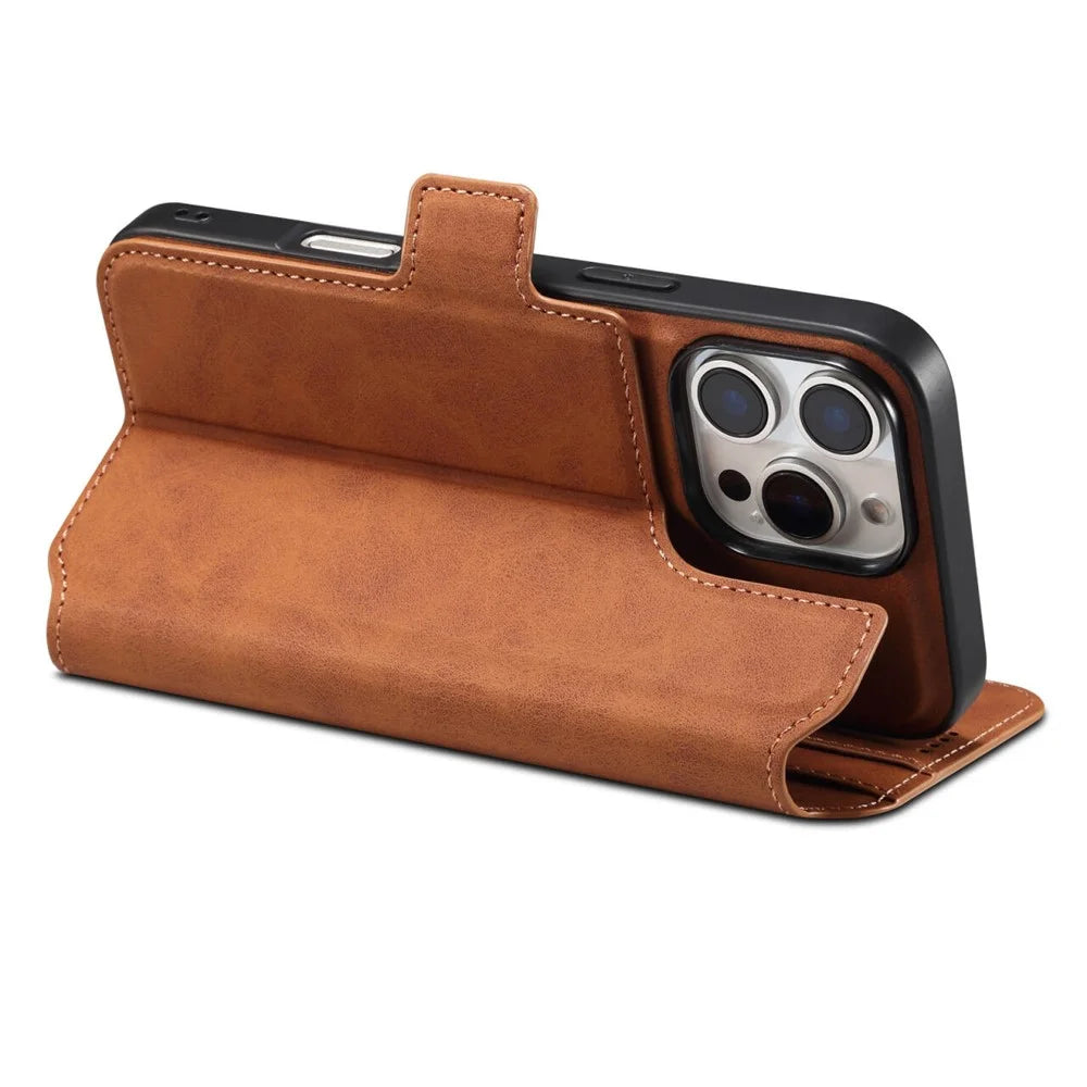 DENIOR B06 For iPhone 16 Pro Case Magnetic Detachable Wallet Stand Leather + TPU Phone Cover - Brown - 2