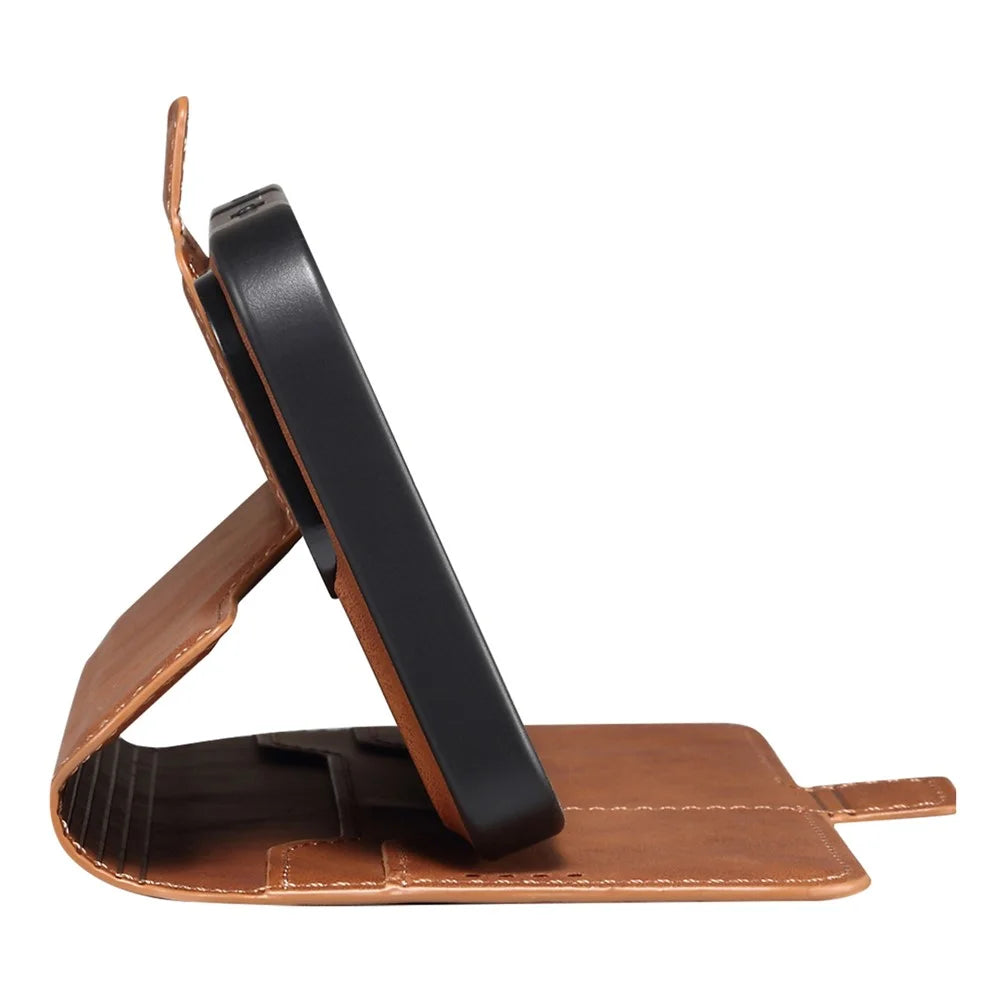 DENIOR B06 For iPhone 16 Pro Case Magnetic Detachable Wallet Stand Leather + TPU Phone Cover - Brown - 4
