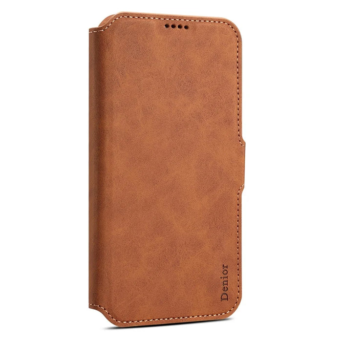 DENIOR B06 For iPhone 16 Plus Case Magnetic Detachable Wallet Stand Leather + TPU Phone Cover - Brown - 6