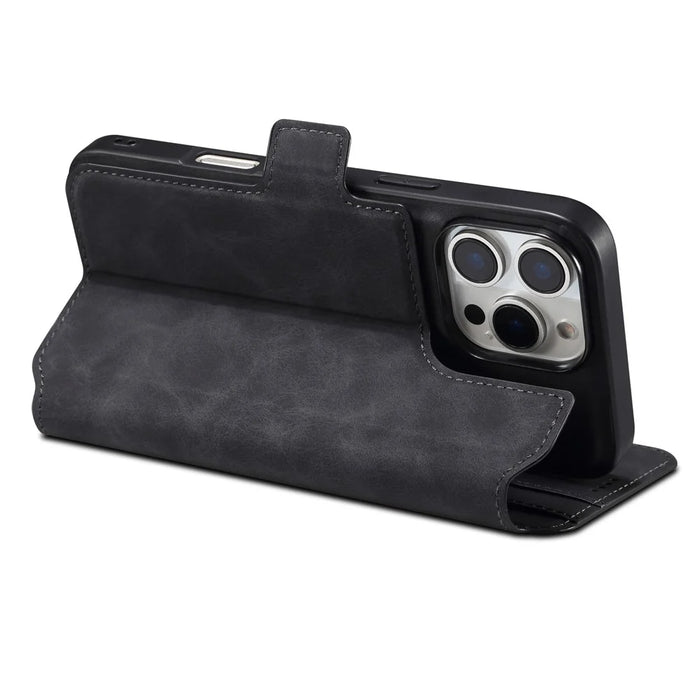 DENIOR B06 For iPhone 16 Pro Max Case Magnetic Detachable Wallet Stand Leather + TPU Phone Cover - Black - 3