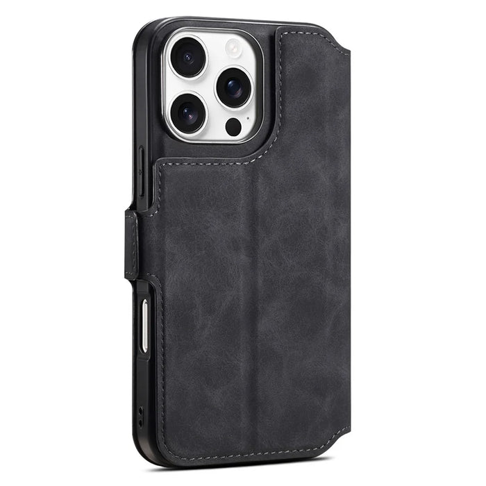 DENIOR B06 For iPhone 16 Pro Max Case Magnetic Detachable Wallet Stand Leather + TPU Phone Cover - Black - 6