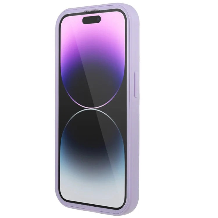 For iPhone 14 Pro Shockproof Phone Case PET Screen Film + Acrylic + TPU Full Protection Mobile Phone Cover - Purple - 5