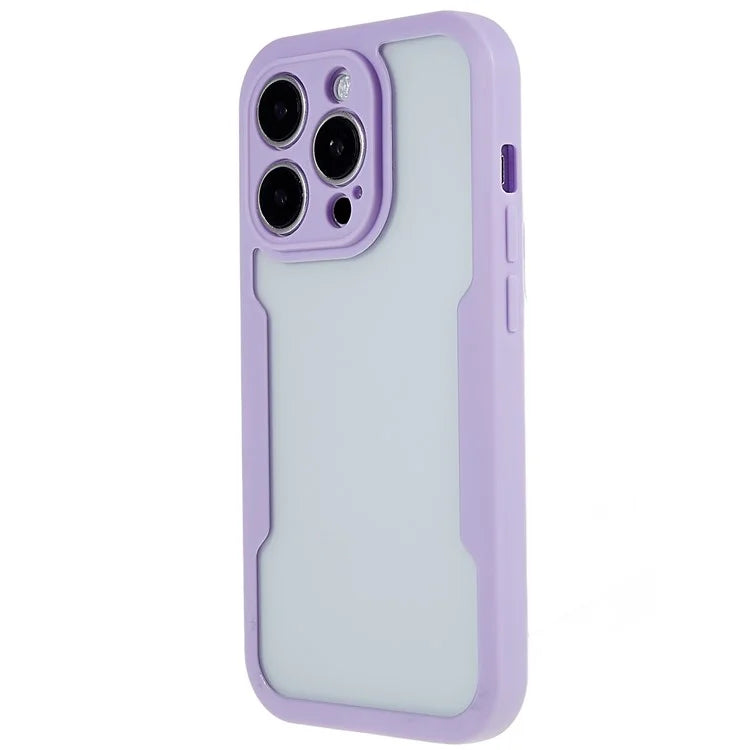 For iPhone 14 Pro Shockproof Phone Case PET Screen Film + Acrylic + TPU Full Protection Mobile Phone Cover - Purple - 6