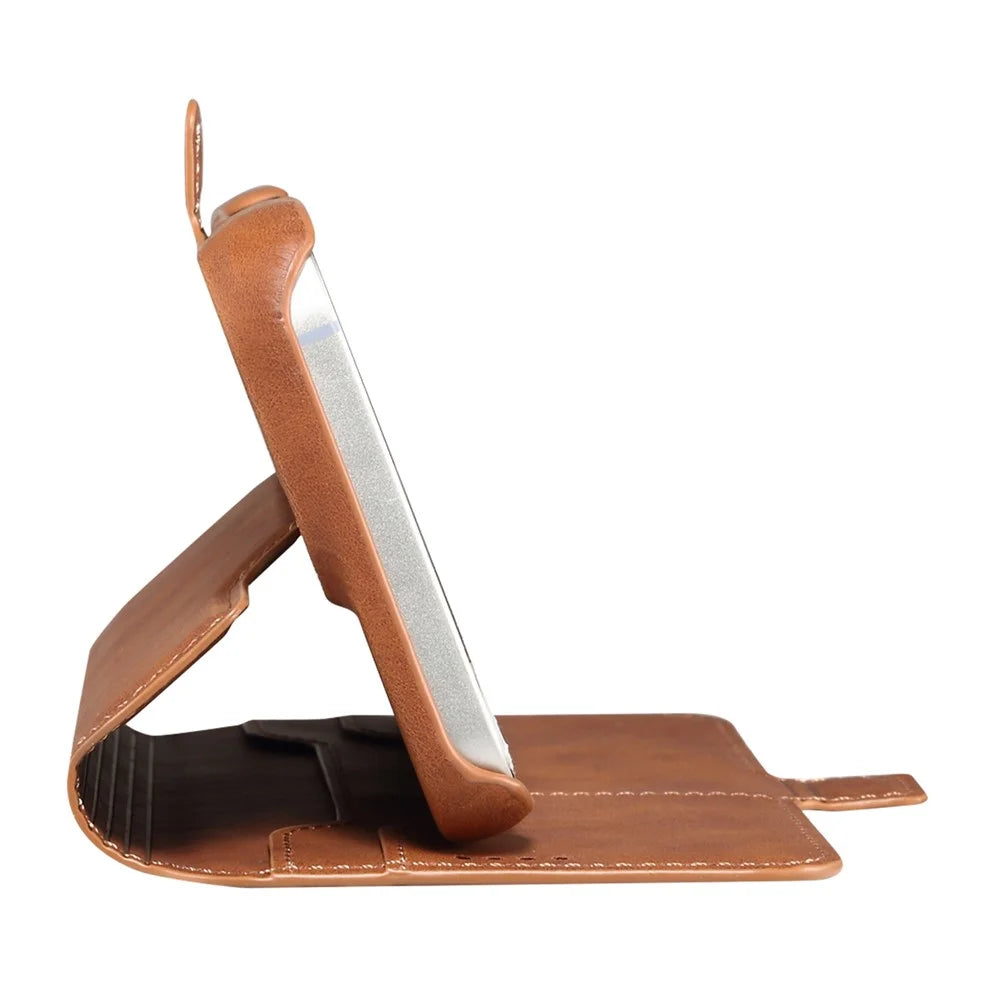 DENIOR B07 For iPhone 16 Pro Case Leather + PC Magnetic Detachable Wallet Phone Cover - Brown - 4