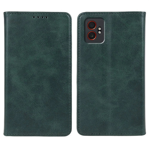For Samsung Galaxy XCover7 Pro Case Strong Magnetic PU Leather Phone Cover Calf Texture - Green - 1