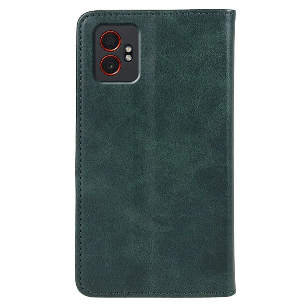 For Samsung Galaxy XCover7 Pro Case Strong Magnetic PU Leather Phone Cover Calf Texture - Green - 7