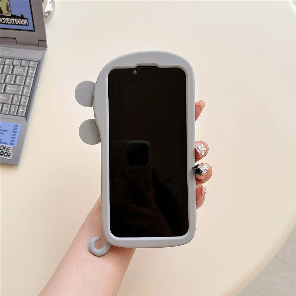 For iPhone 15 Silicone Case Cute Rat and Rat Poison Design Lens Cover Kickstand Phone Back Cover - 4