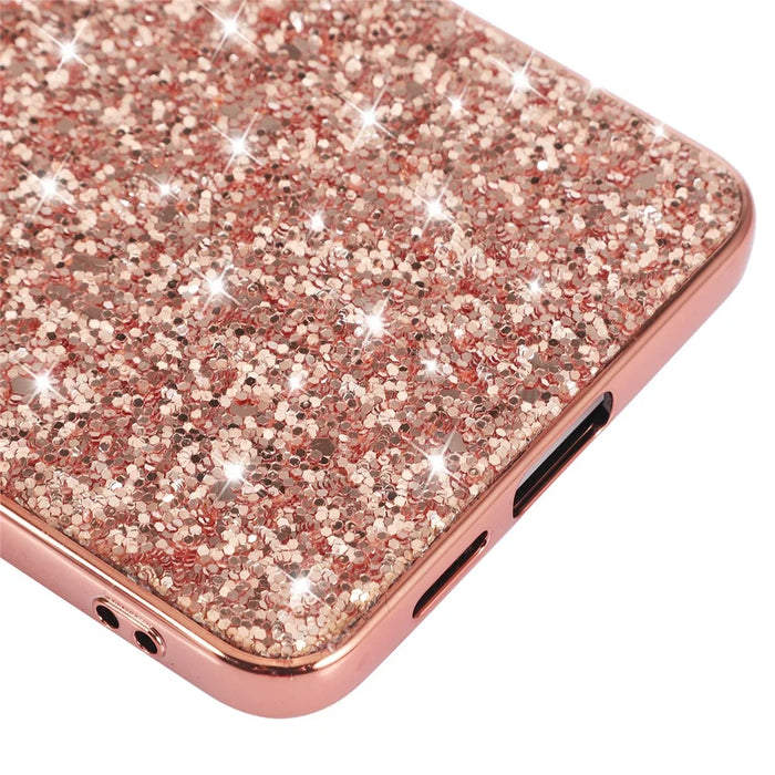 For Samsung Galaxy S25 Edge Case TPU + PC Sparkling Glitter Phone Back Cover - Rose Gold - 4