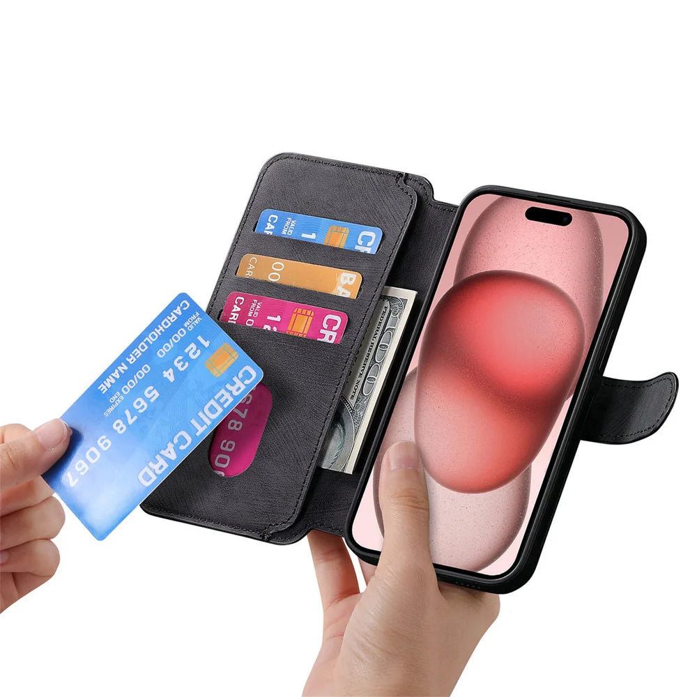 CASENEO For iPhone XS Max 6.5 inch Magnetic Case  Detachable Leather Phone Wallet Cover - Black - 7