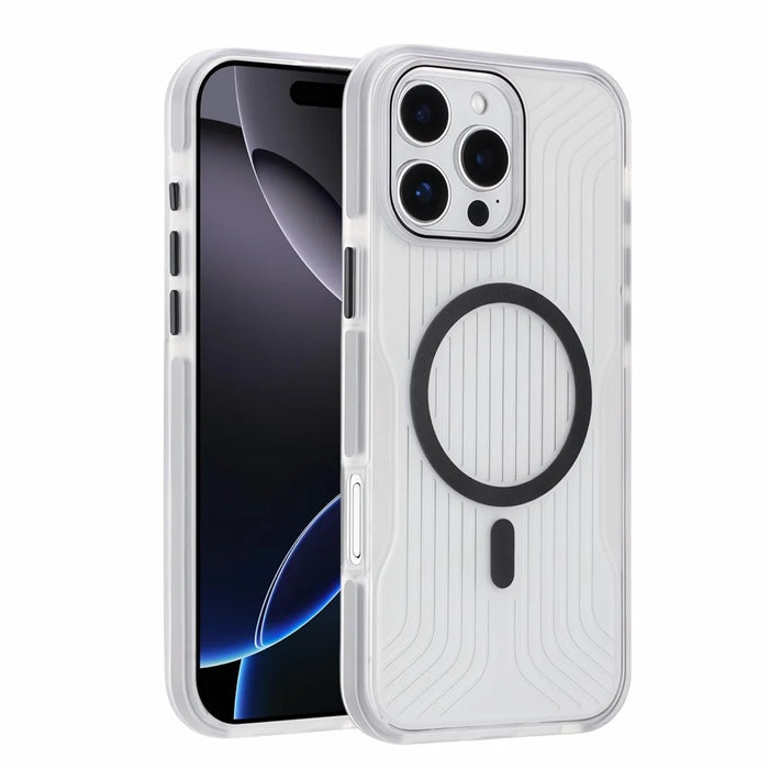 For iPhone 16 Pro Max Magnetic Case TPU PC TPE Shockproof Phone Back Cover - Transparent Black - 1