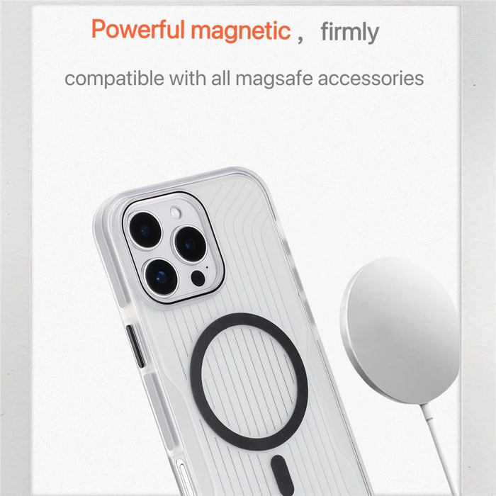 For iPhone 16 Pro Max Magnetic Case TPU PC TPE Shockproof Phone Back Cover - Transparent Black - 5