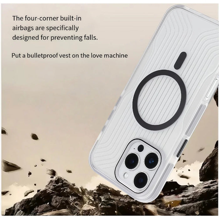 For iPhone 16 Pro Max Magnetic Case TPU PC TPE Shockproof Phone Back Cover - Transparent Black - 7
