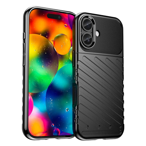 For iPhone 17 Case Twill Texture TPU Shockproof Protective Phone Cover - Black - 1