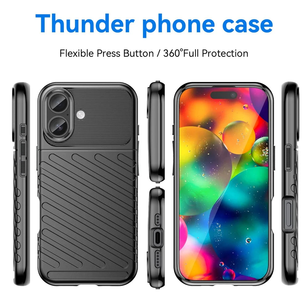 For iPhone 17 Case Twill Texture TPU Shockproof Protective Phone Cover - Black - 3