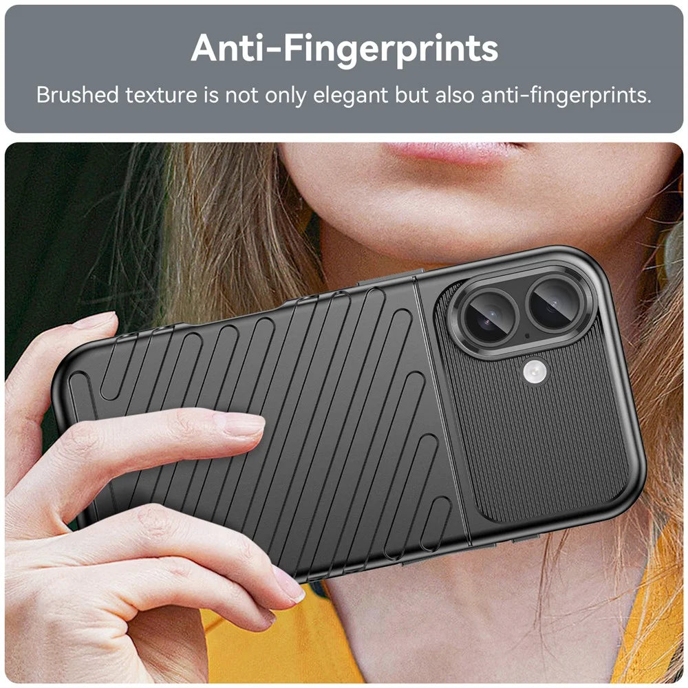 For iPhone 17 Case Twill Texture TPU Shockproof Protective Phone Cover - Black - 6