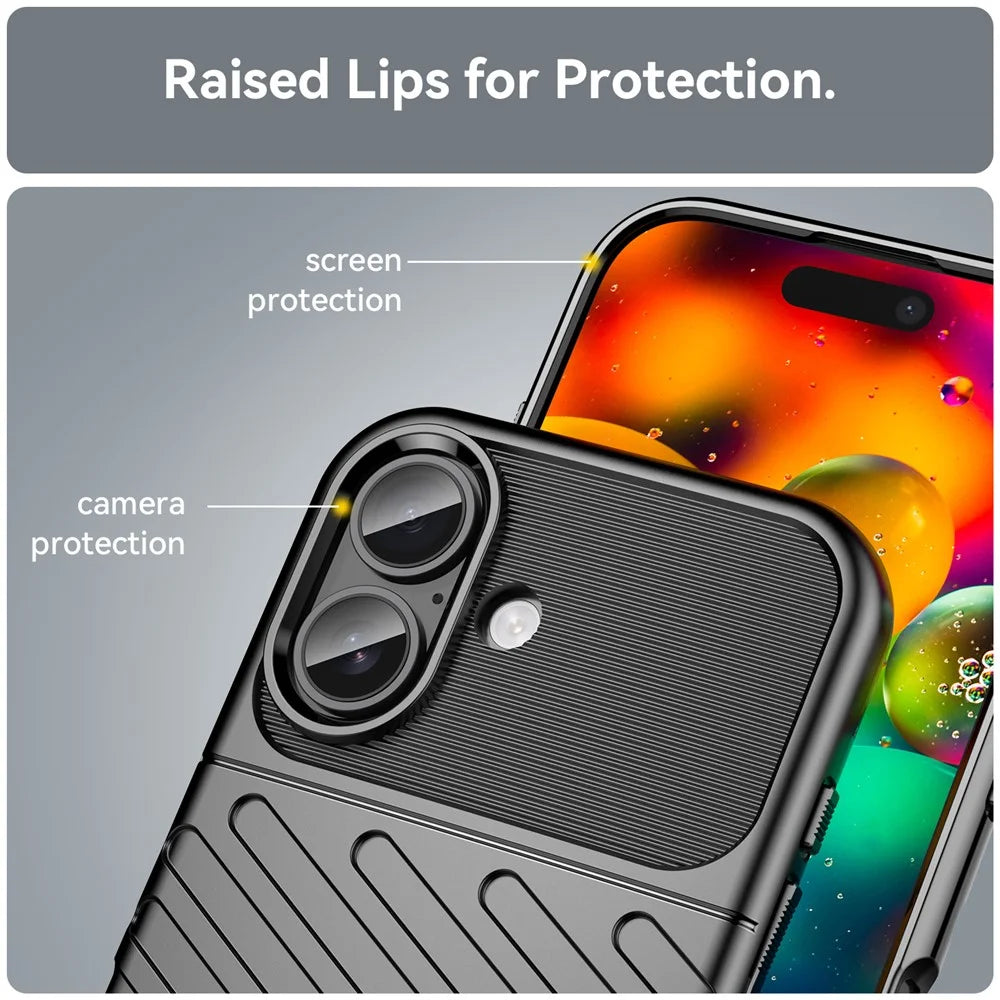 For iPhone 17 Case Twill Texture TPU Shockproof Protective Phone Cover - Black - 7