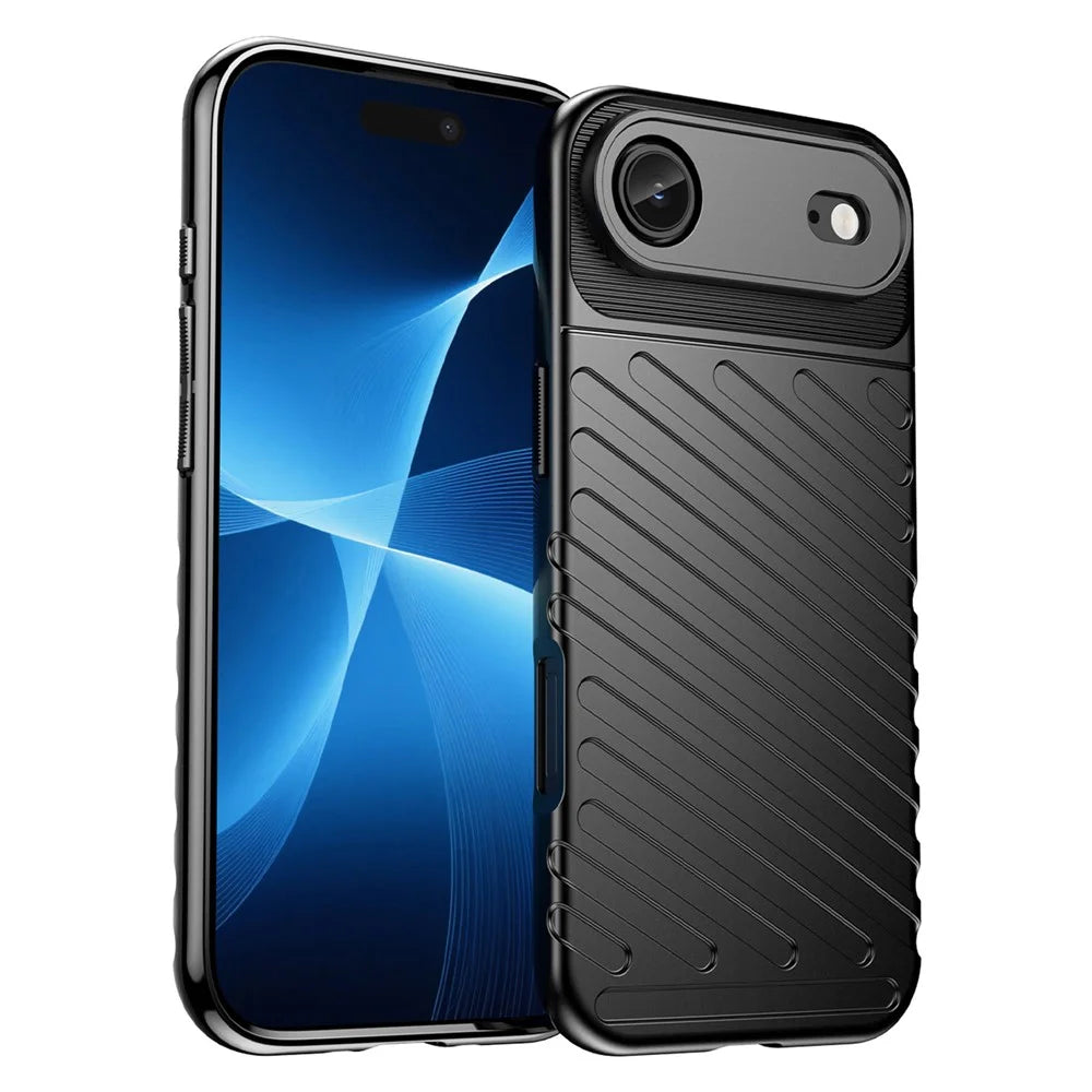 For iPhone Air Case Twill Texture TPU Shockproof Protective Phone Cover - Black - 1