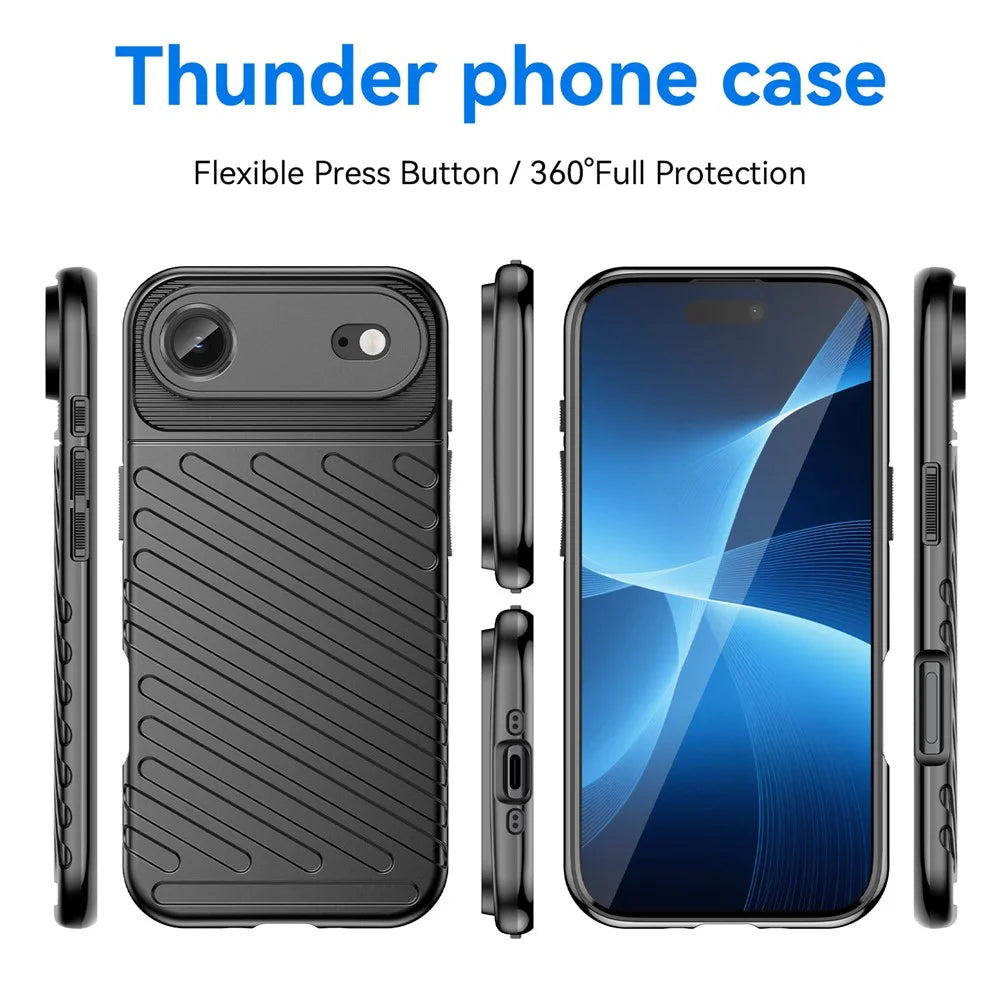 For iPhone Air Case Twill Texture TPU Shockproof Protective Phone Cover - Black - 3