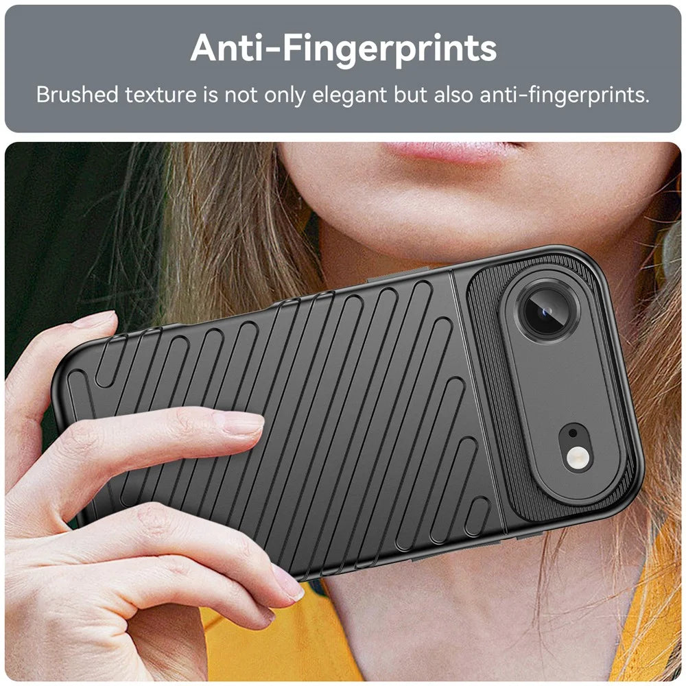 For iPhone Air Case Twill Texture TPU Shockproof Protective Phone Cover - Black - 6
