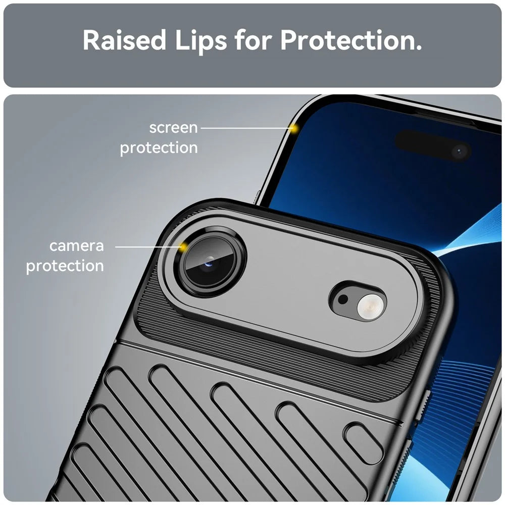 For iPhone Air Case Twill Texture TPU Shockproof Protective Phone Cover - Black - 7