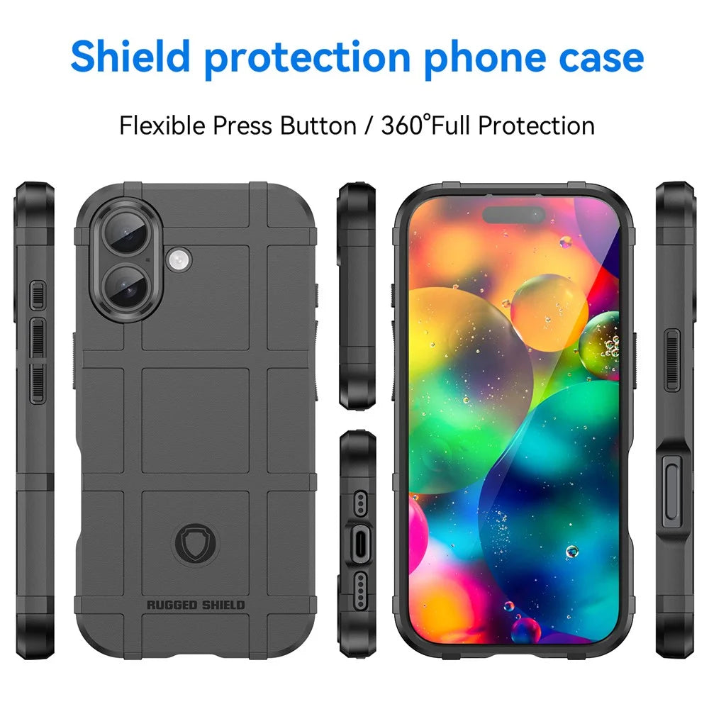 For iPhone 17 Case Grid Design Soft TPU Scratch-Proof Phone Cover - Black - 3