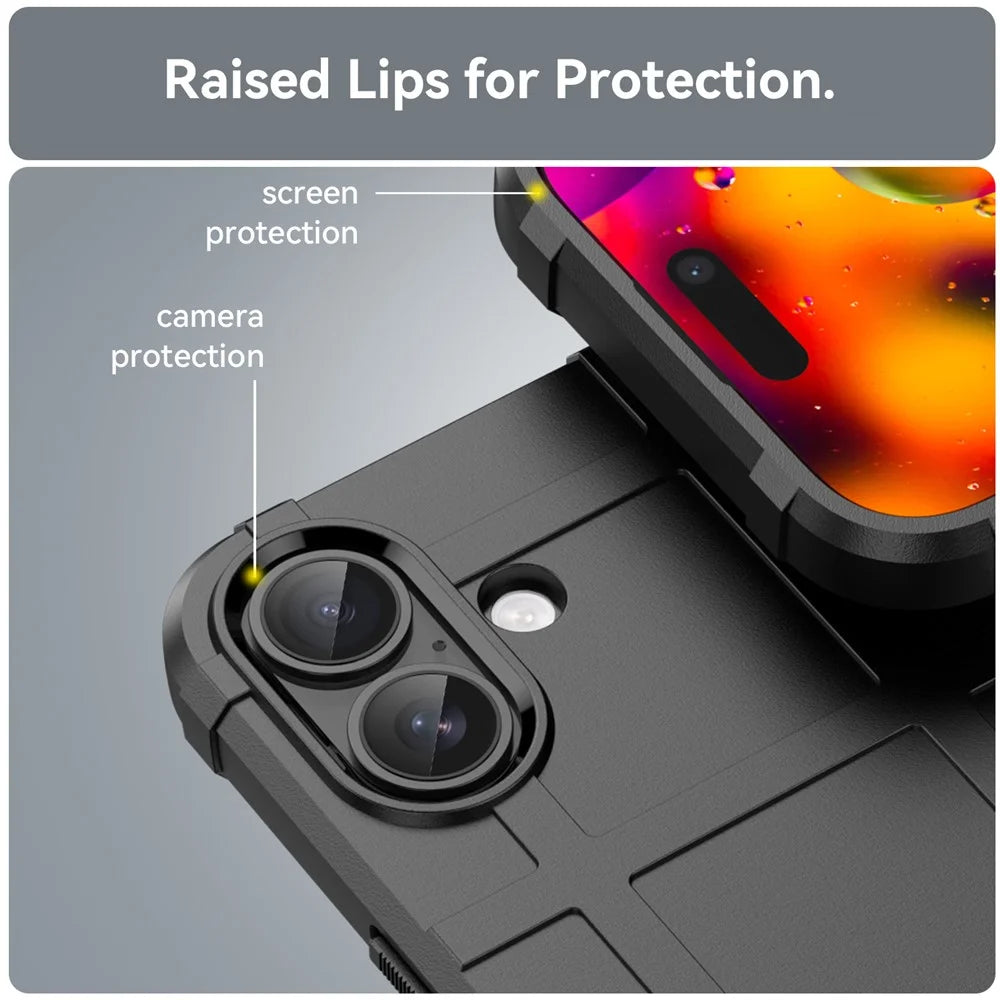 For iPhone 17 Case Grid Design Soft TPU Scratch-Proof Phone Cover - Black - 7