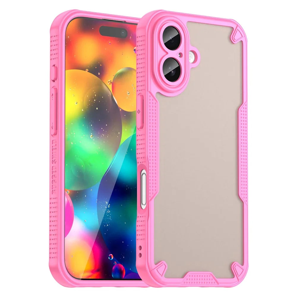 For iPhone 17 Case PC + TPU Semi-Transparent Frosted Finish Protective Phone Cover - Pink - 1