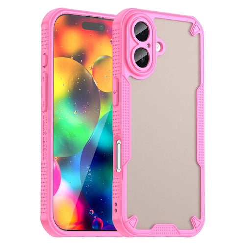 For iPhone 17 Case PC + TPU Semi-Transparent Frosted Finish Protective Phone Cover - Pink - 1