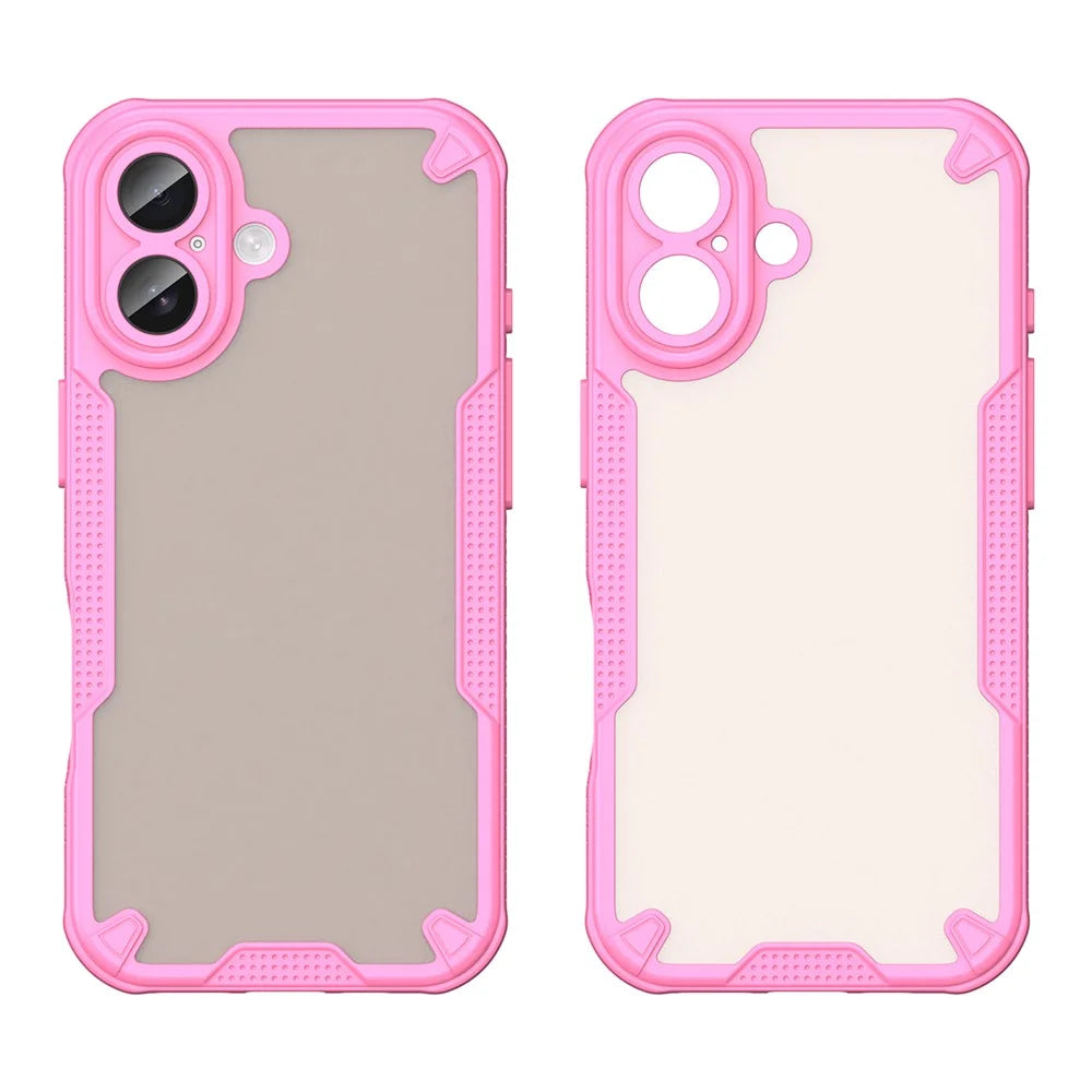 For iPhone 17 Case PC + TPU Semi-Transparent Frosted Finish Protective Phone Cover - Pink - 2