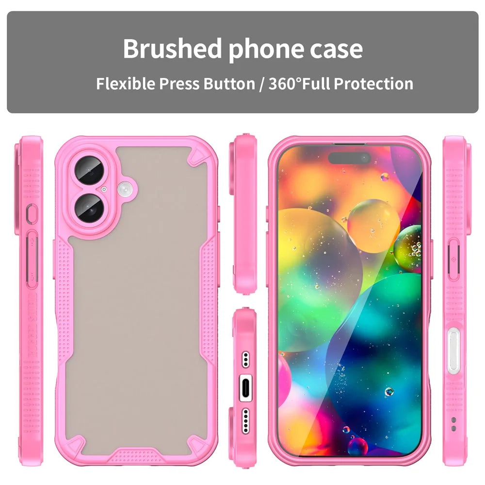 For iPhone 17 Case PC + TPU Semi-Transparent Frosted Finish Protective Phone Cover - Pink - 3
