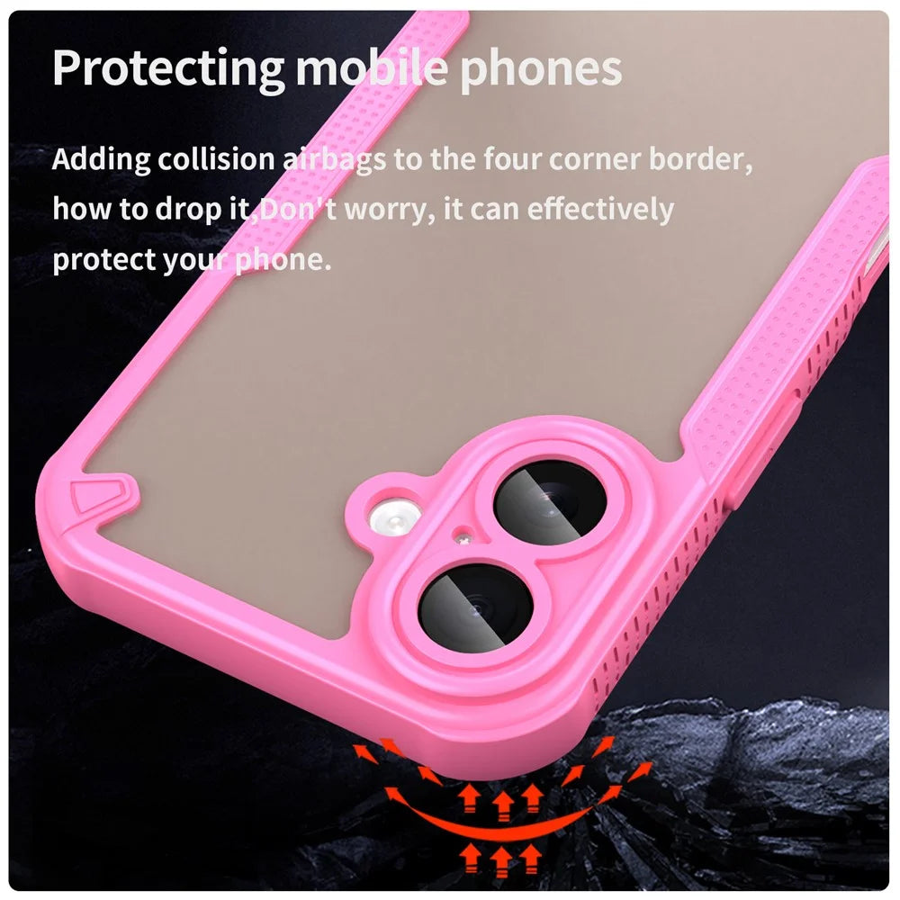 For iPhone 17 Case PC + TPU Semi-Transparent Frosted Finish Protective Phone Cover - Pink - 5