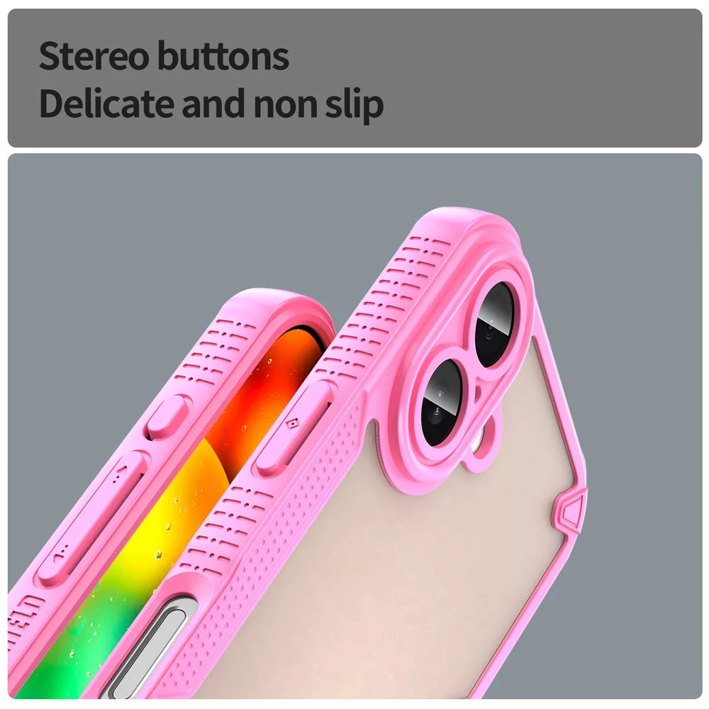For iPhone 17 Case PC + TPU Semi-Transparent Frosted Finish Protective Phone Cover - Pink - 7