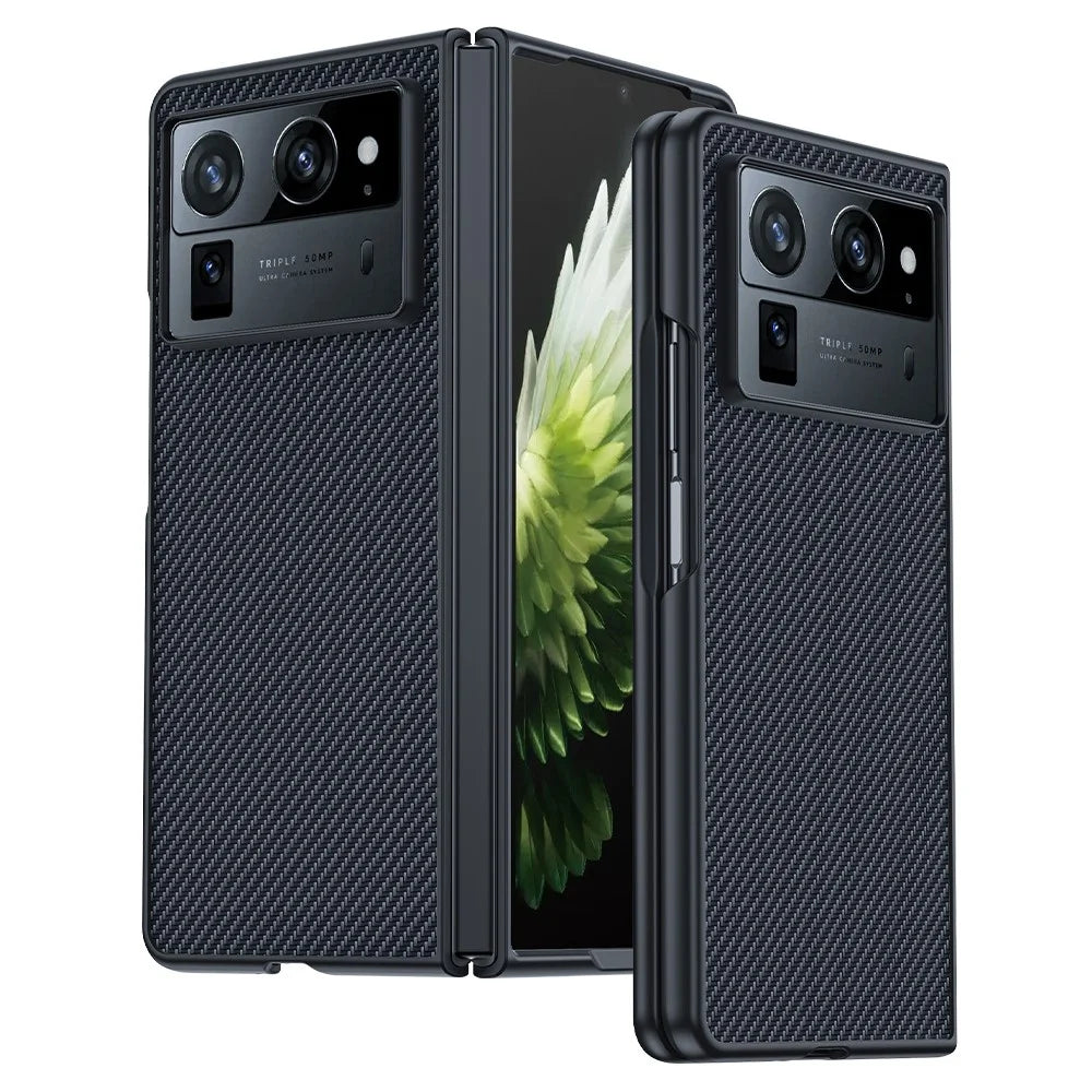 For TECNO Phantom V Fold2 Case Carbon Fiber Texture Leather + PC Anti-Drop Folding Phone Cover - Black - 2