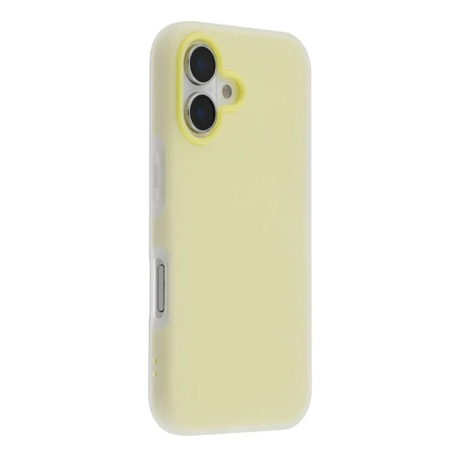 For iPhone 16 Case 2 in 1 PC + TPU Frosted Phone Case Large Camera Cutout - Yellow - 1