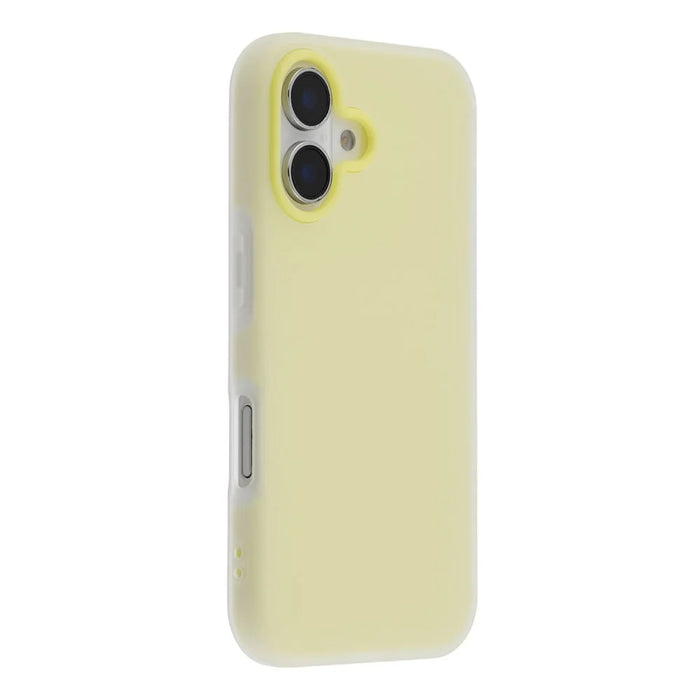 For iPhone 16 Case 2 in 1 PC + TPU Frosted Phone Case Large Camera Cutout - Yellow - 1