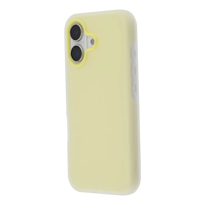 For iPhone 16 Case 2 in 1 PC + TPU Frosted Phone Case Large Camera Cutout - Yellow - 4