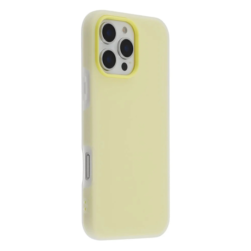 For iPhone 16 Pro Max Case 2 in 1 PC + TPU Frosted Phone Case Large Camera Cutout - Yellow - 1