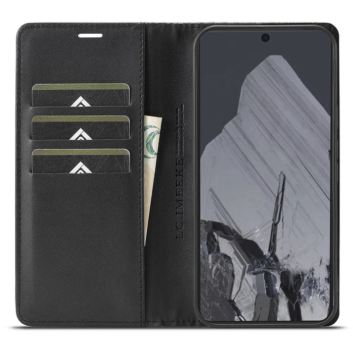 LC.IMEEKE For Google Pixel 10 Pro / 10 / 9 Pro / 9 Wallet Case Carbon Fiber Texture Leather Phone Cover - Vertical Stripe - 2